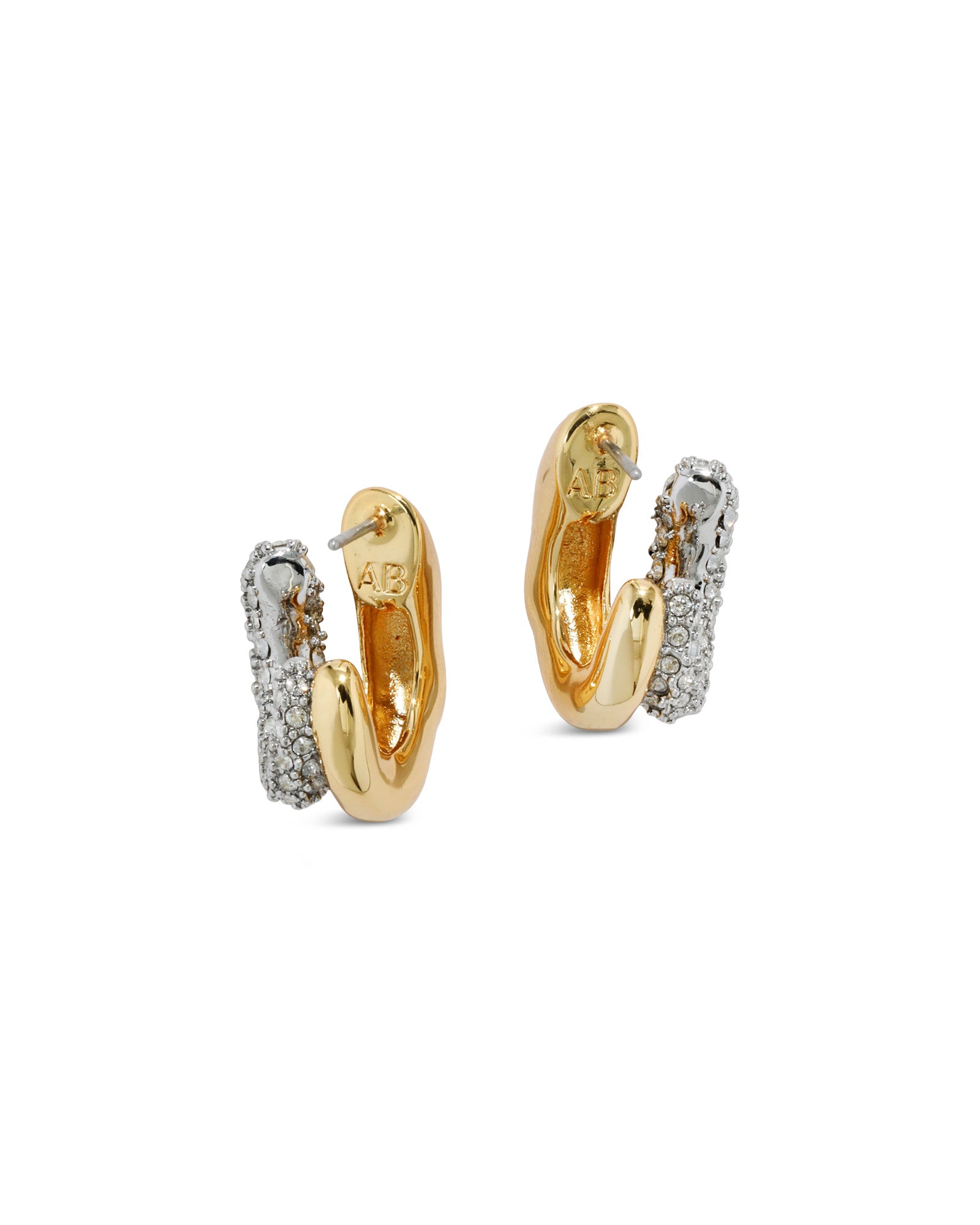 Solanales Crystal Double Hoop Earring 14k Gold Plated, Crystals