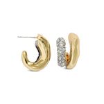 Solanales Crystal Double Hoop Earring 14k Gold Plated, Crystals
