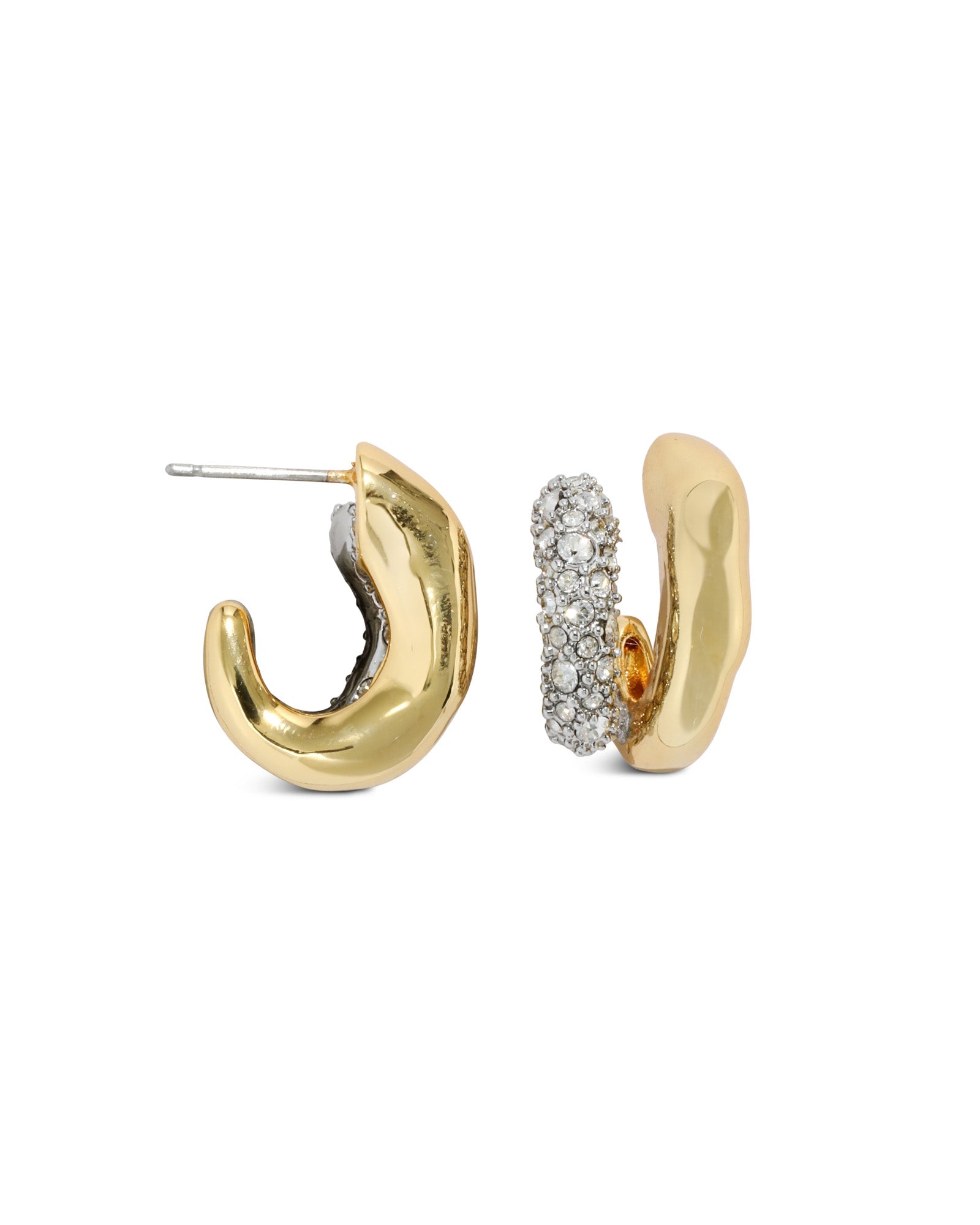 Solanales Crystal Double Hoop Earring 14k Gold Plated, Crystals