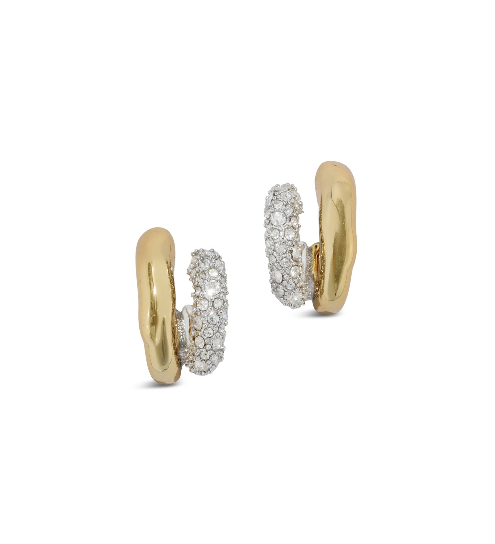 Solanales Crystal Double Hoop Earring 14k Gold Plated, Crystals