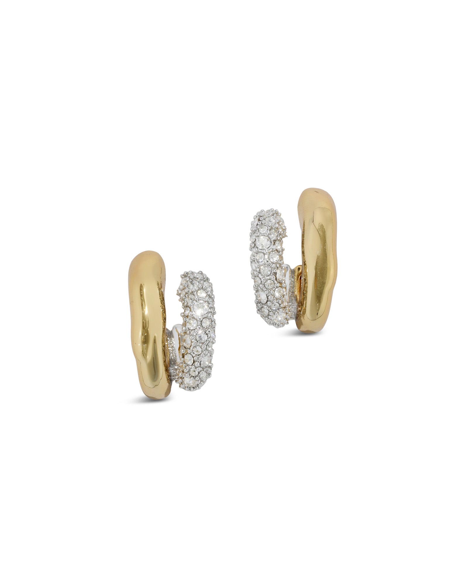 Solanales Crystal Double Hoop Earring 14k Gold Plated, Crystals