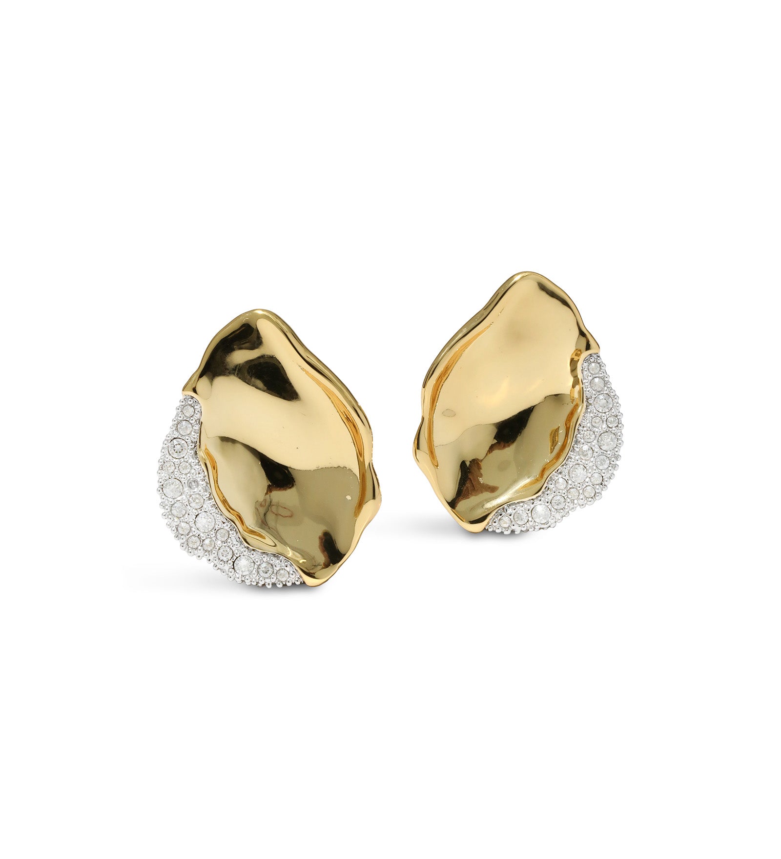 Solanales Crystal Petal Post Earring 14k Gold Plated, Crystals