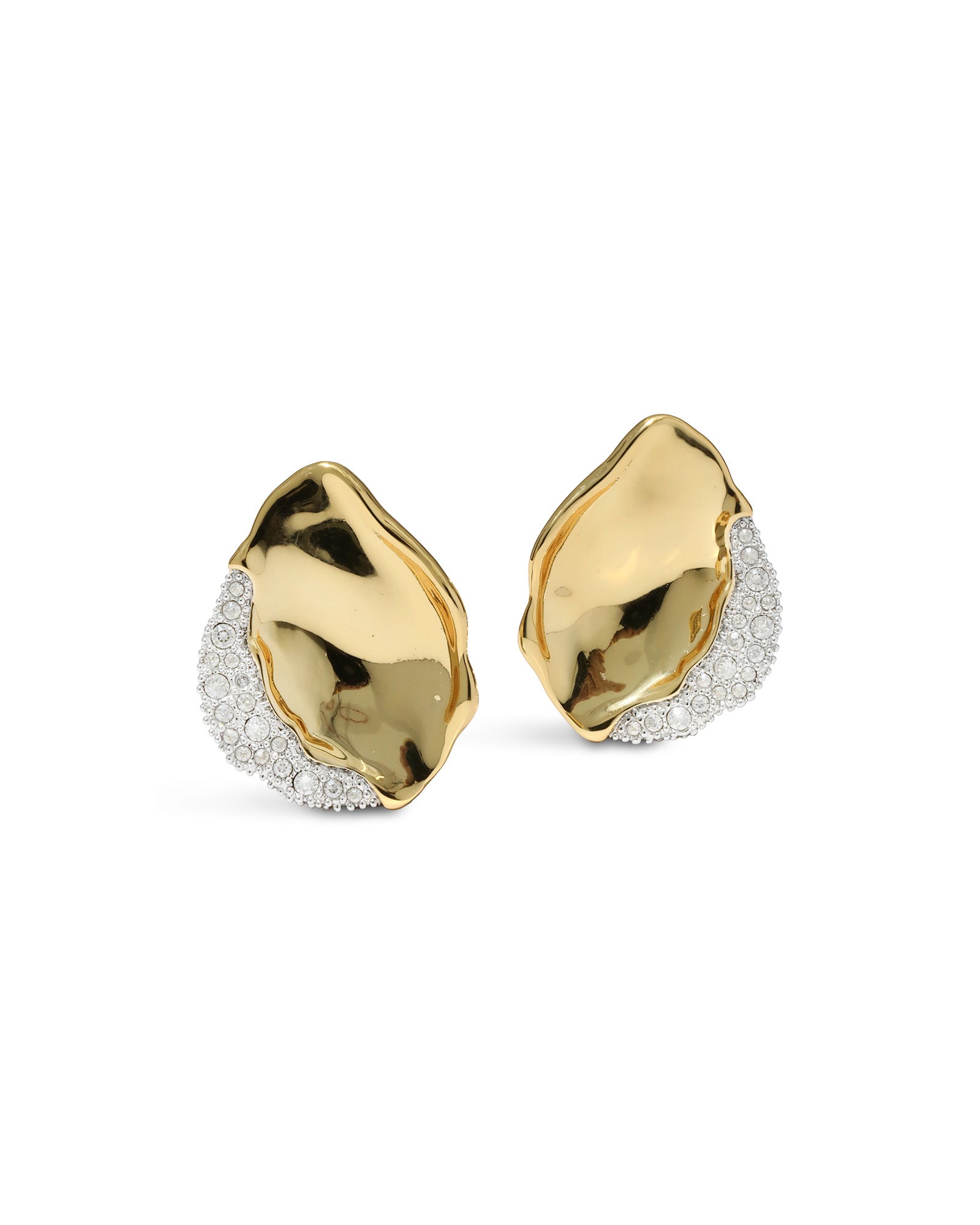 Solanales Crystal Petal Post Earring 14k Gold Plated, Crystals