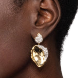 Solanales Crystal Gold Petal Front Back Earrings