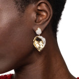 Solanales Crystal Gold Petal Front Back Earrings