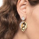 Solanales Crystal Gold Petal Front Back Earrings