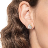 Solanales Crystal Gold Petal Front Back Earrings