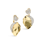 Solanales Crystal Gold Petal Front Back Earring 14k Gold Plated, Crystals