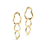 Brut Gold Triple Linke Post Earring 14k Gold Plated