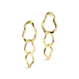 Brut Gold Triple Linke Post Earring 14k Gold Plated