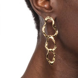 Brut Gold Triple Link Post Earrings