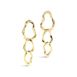 Brut Gold Triple Linke Post Earring 14k Gold Plated