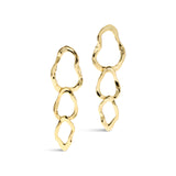 Brut Gold Triple Linke Post Earring 14k Gold Plated