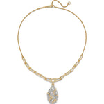 Solanales Crystal Pave Geode Link Necklace 14k Gold Plated, Crystals