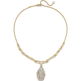 Solanales Crystal Pave Geode Link Necklace 14k Gold Plated, Crystals