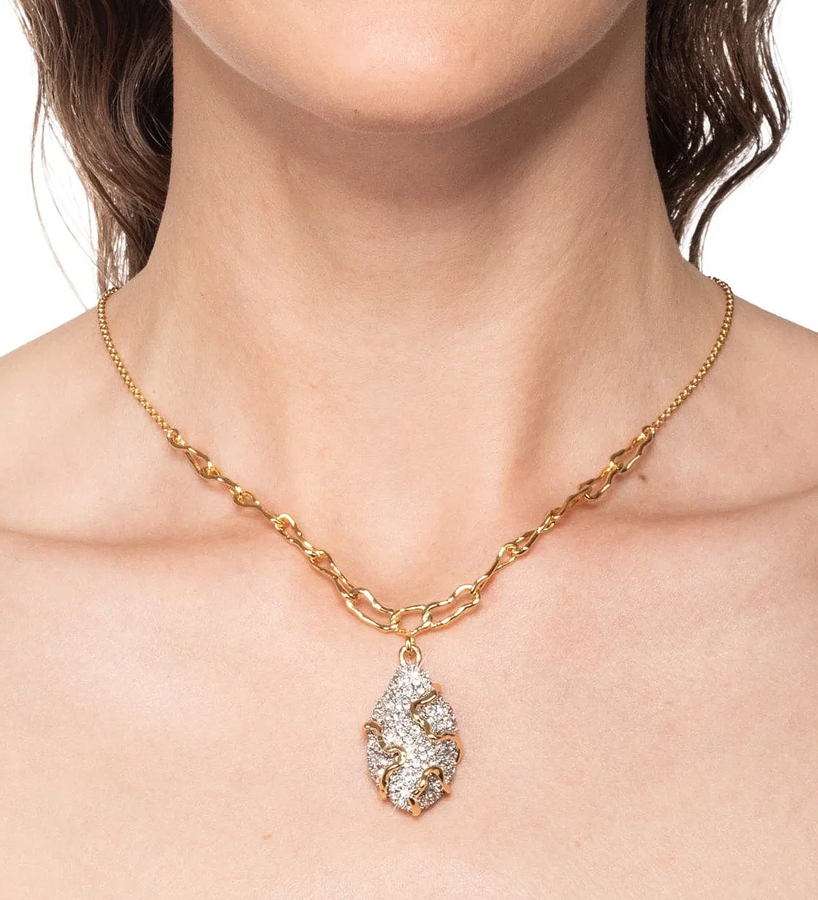 Alexis Bittar-Solanales Crystal Pavé Pebble Link Necklace-Necklaces-Blue Ruby Jewellery-Vancouver Canada