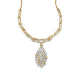 Solanales Crystal Pave Geode Link Necklace 14k Gold Plated, Crystals