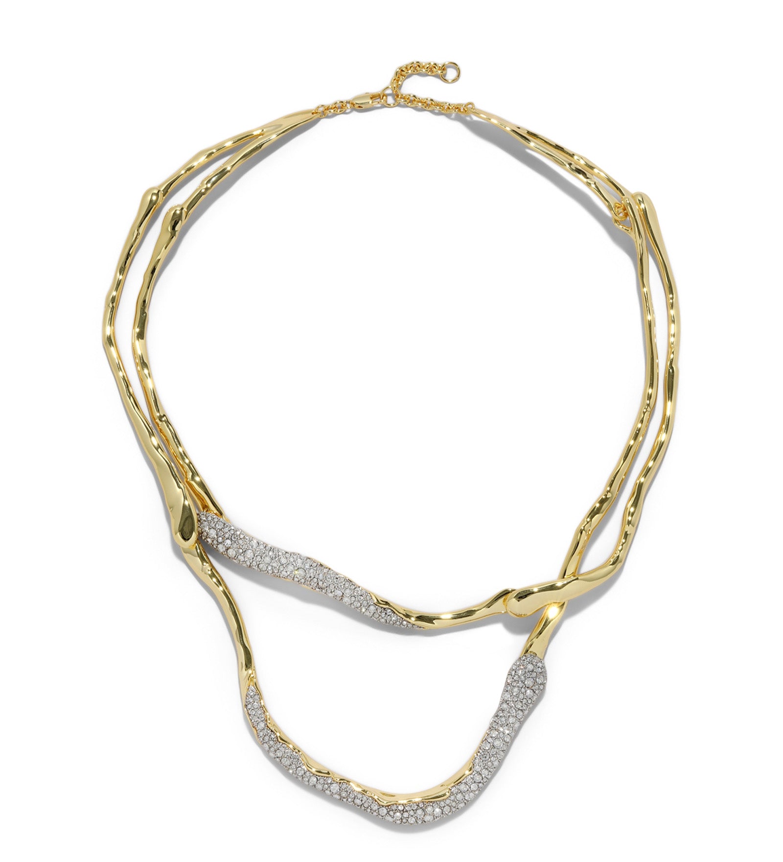 Solanales Crystal Twisted Collar Necklace 14k Gold Plated, Crystals