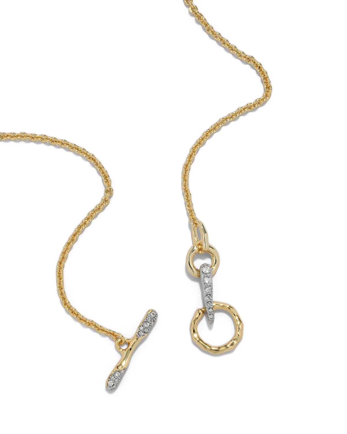 Solanales Crystal Pave Toggle Bar Necklace 14k Gold Plated, Crystals
