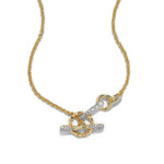 Solanales Crystal Pave Toggle Bar Necklace 14k Gold Plated, Crystals