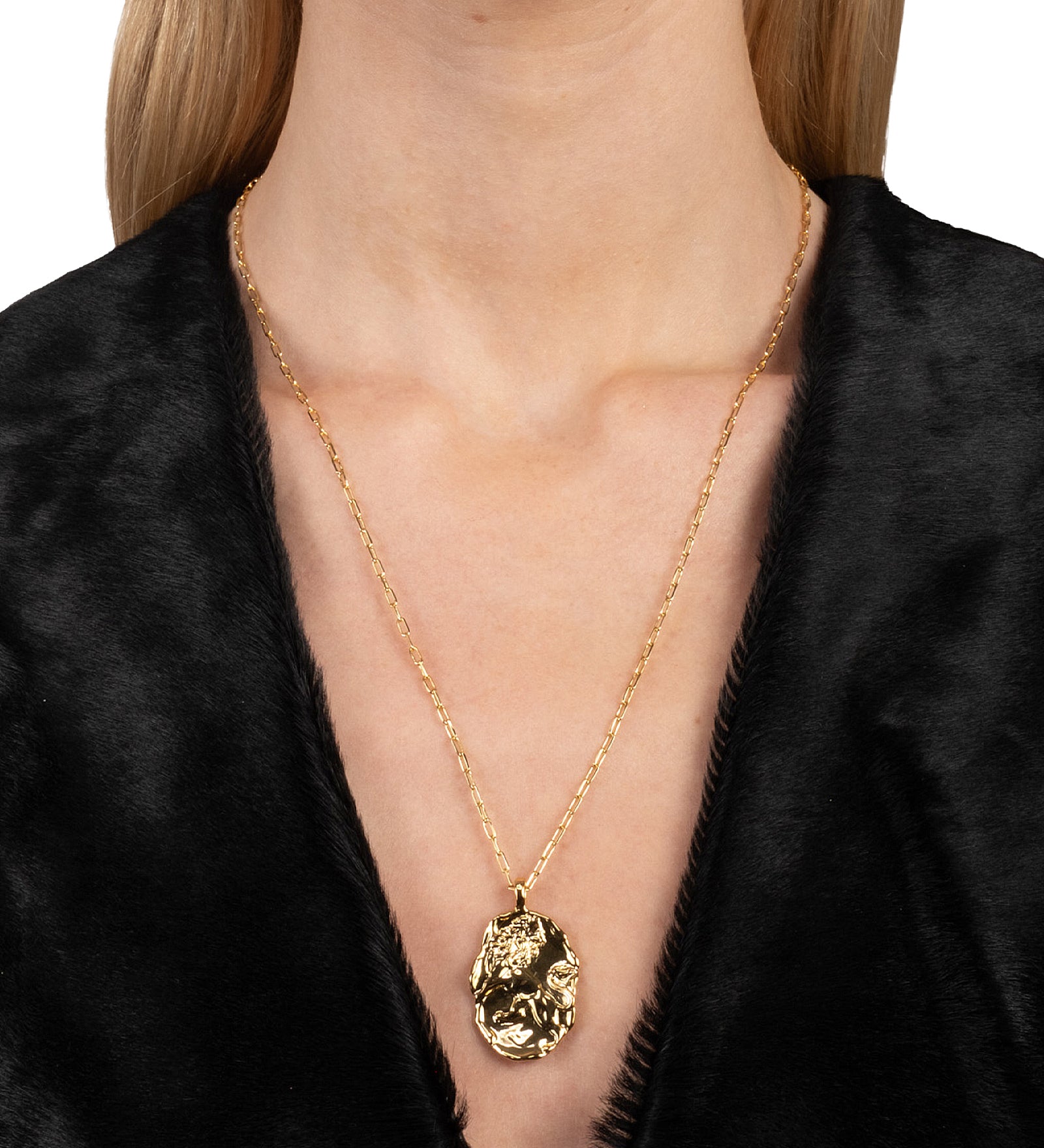 Alexis Bittar-Brut Gold Lion Charm Pendant Necklace-Necklaces-Blue Ruby Jewellery-Vancouver Canada