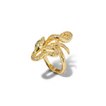 Serpent Gold Crystal Coiled Ring 14k Gold Plated, Crystals / 7