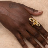Serpent Gold Crystal Coiled Ring