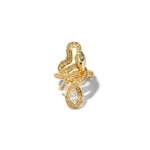 Serpent Gold Crystal Coiled Ring 14k Gold Plated, Crystals / 7