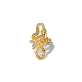 Serpent Gold Crystal Coiled Ring 14k Gold Plated, Crystals / 7