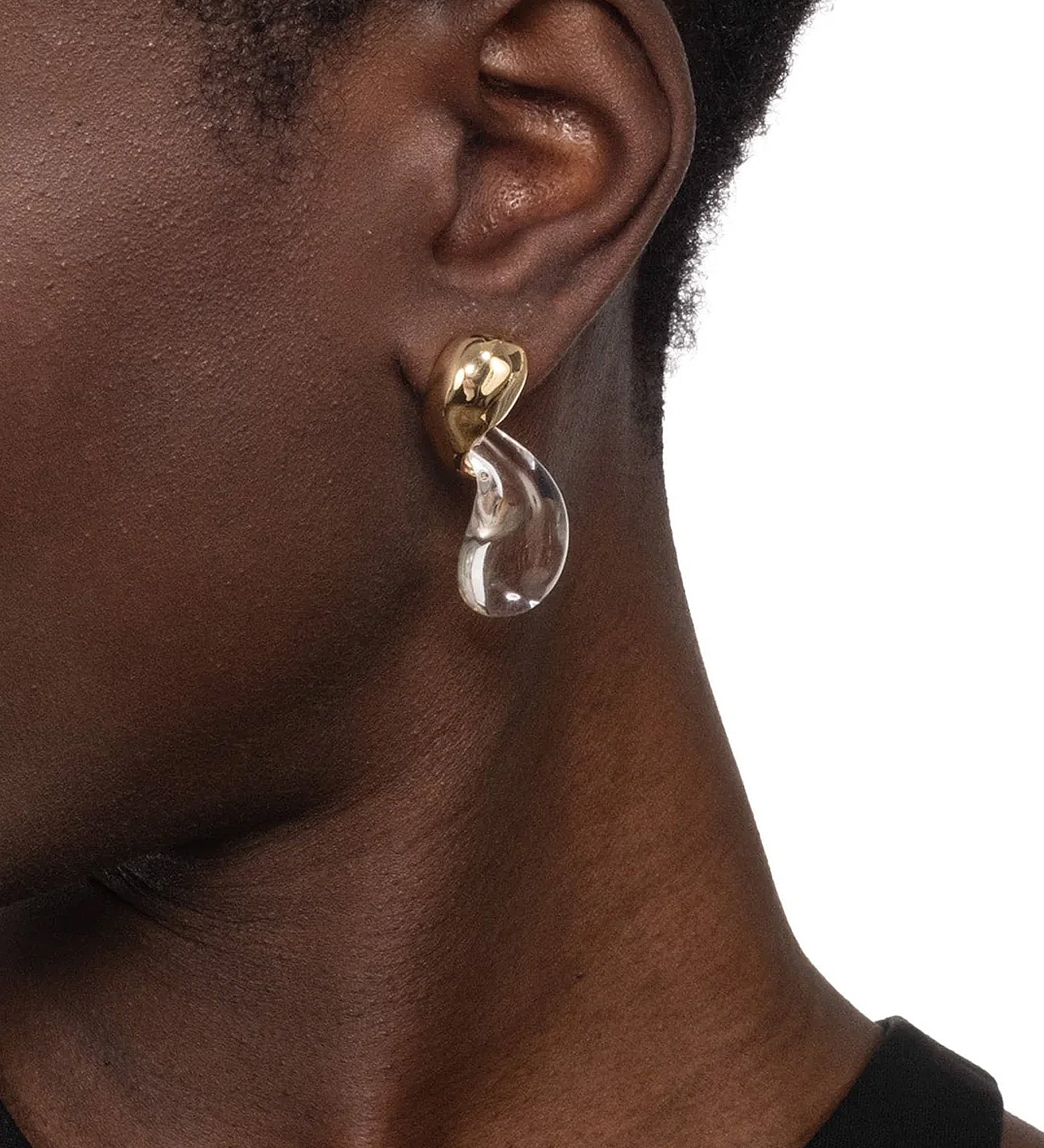 Alexis Bittar-Liquid Lucite Gold Modernist Small Post Earring-Earrings-Blue Ruby Jewellery-Vancouver Canada