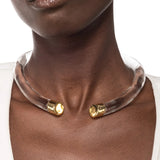 Liquid Lucite Gold Capped Hinge Collar