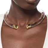 Liquid Lucite Gold Capped Hinge Collar