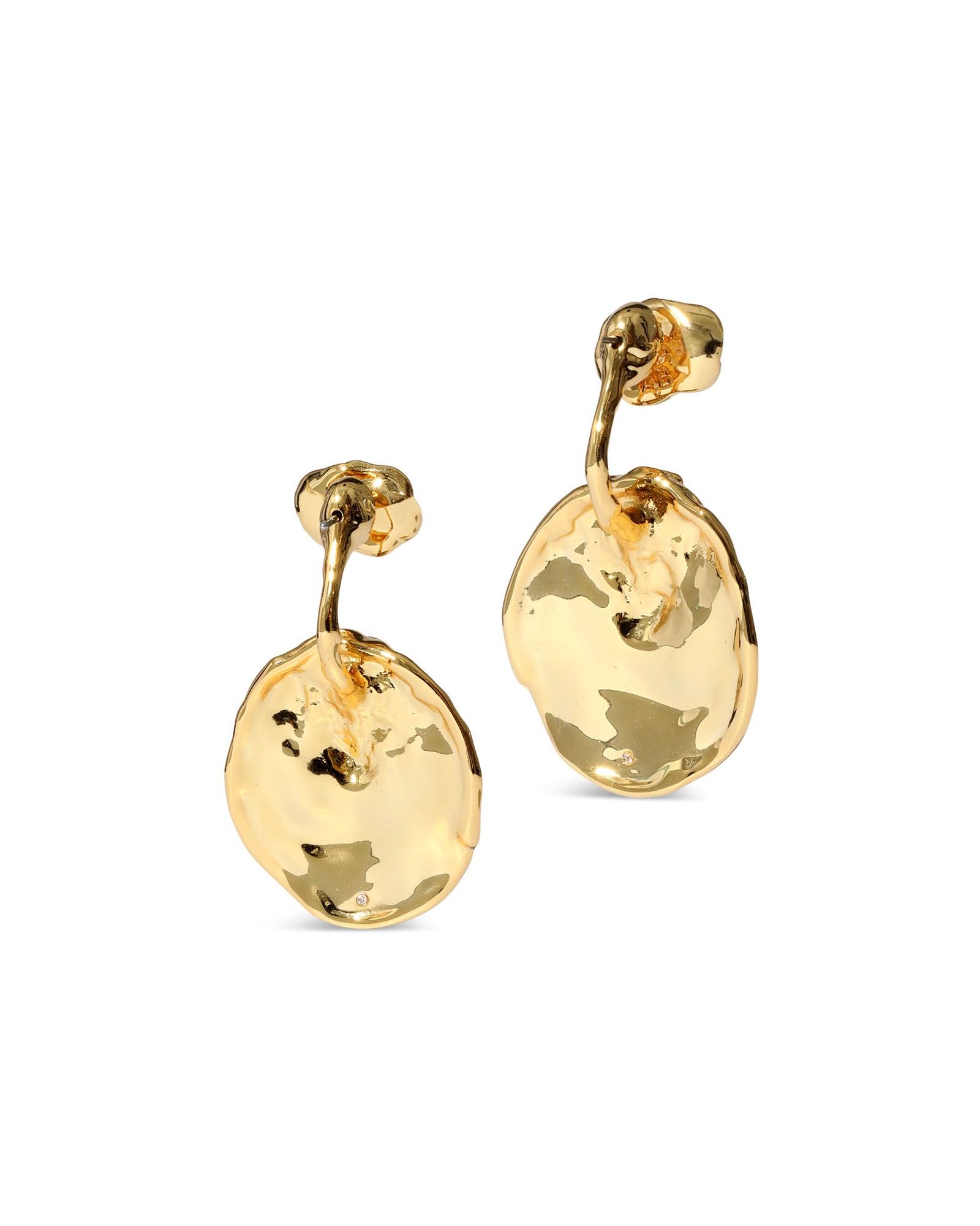 Brut Gold Coin Front Back Earrings 14k Gold Plated