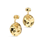 Brut Gold Coin Front Back Earrings 14k Gold Plated