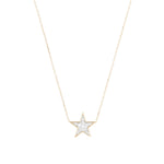 Solid Pavé  Star Necklace 14k Yellow Gold, Diamond