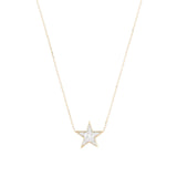 Solid Pavé  Star Necklace 14k Yellow Gold, Diamond
