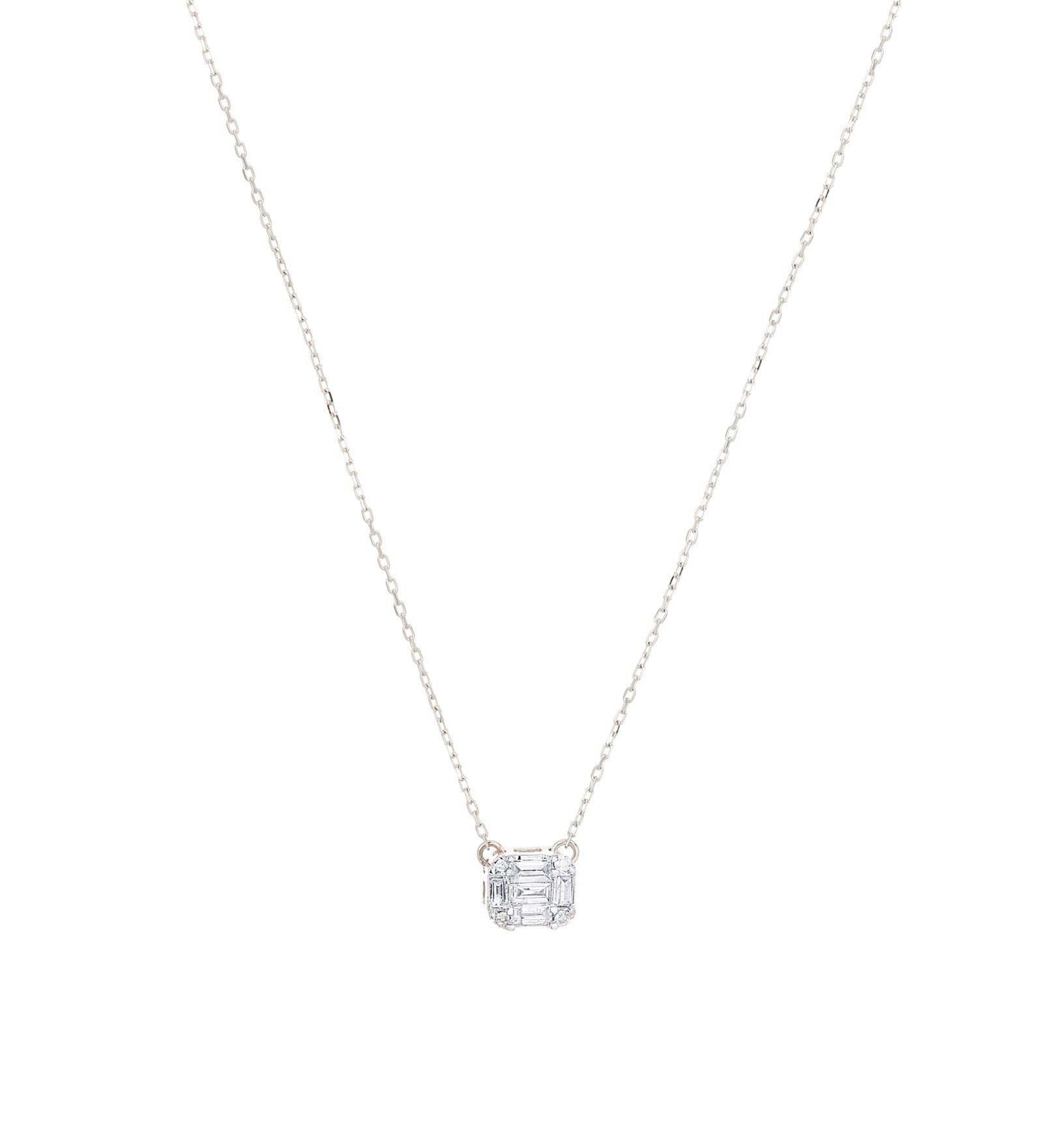 Multi Baguette Necklace Sterling Silver, Diamond