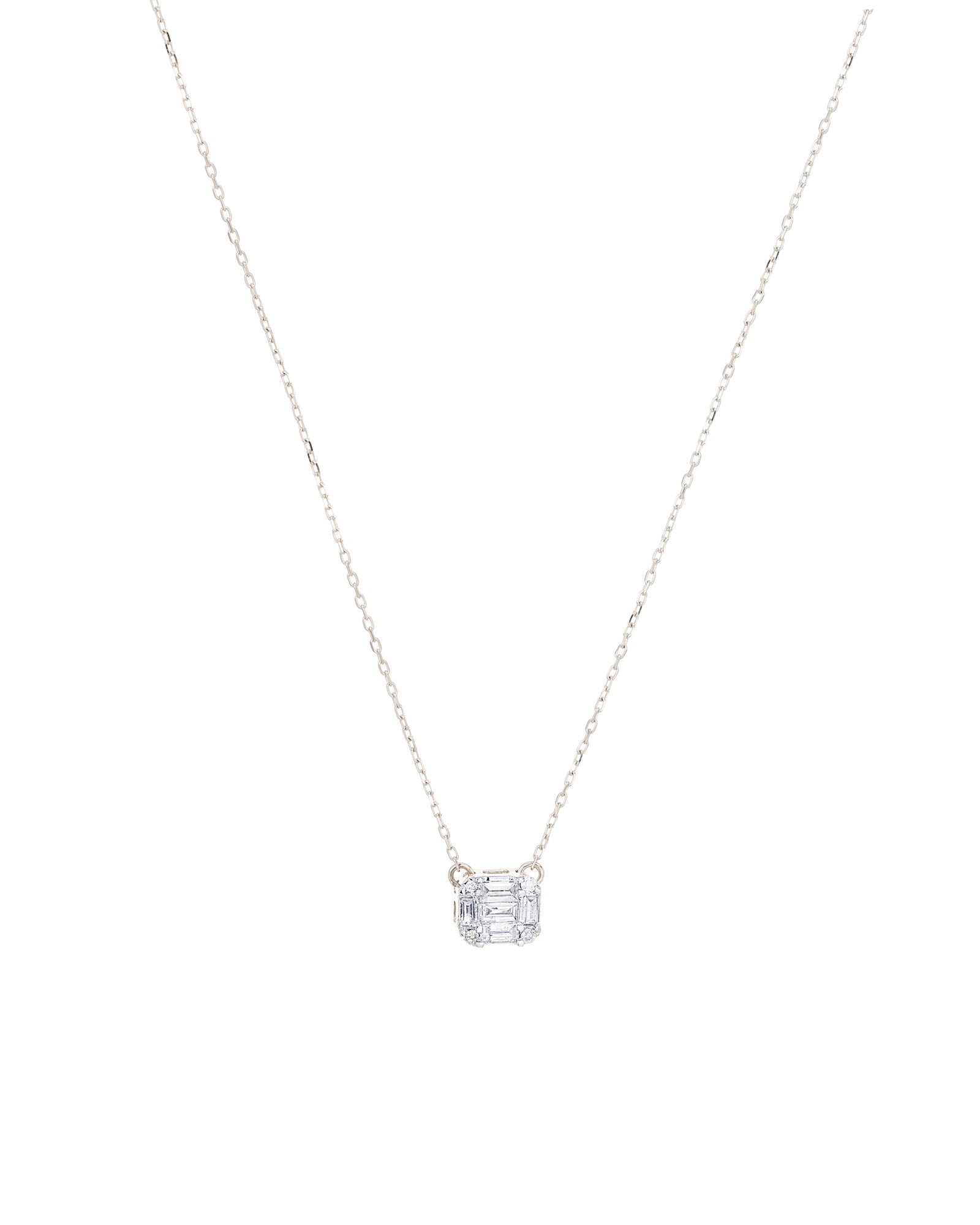 Multi Baguette Necklace Sterling Silver, Diamond