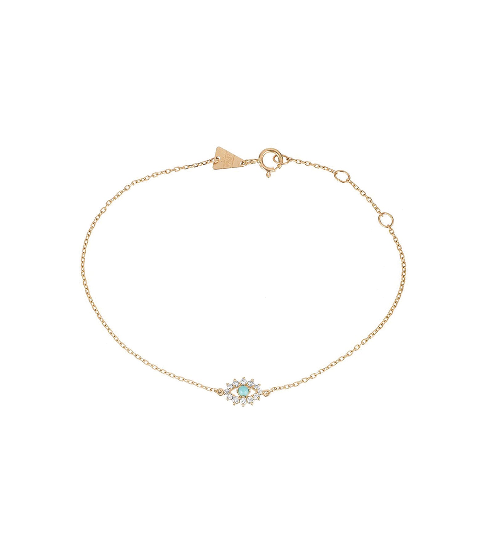 Adina Reyter-Turquoise + Diamond Evil Eye Bracelet-Bracelets-14k Yellow Gold, Turquoise, Diamond-Blue Ruby Jewellery-Vancouver Canada