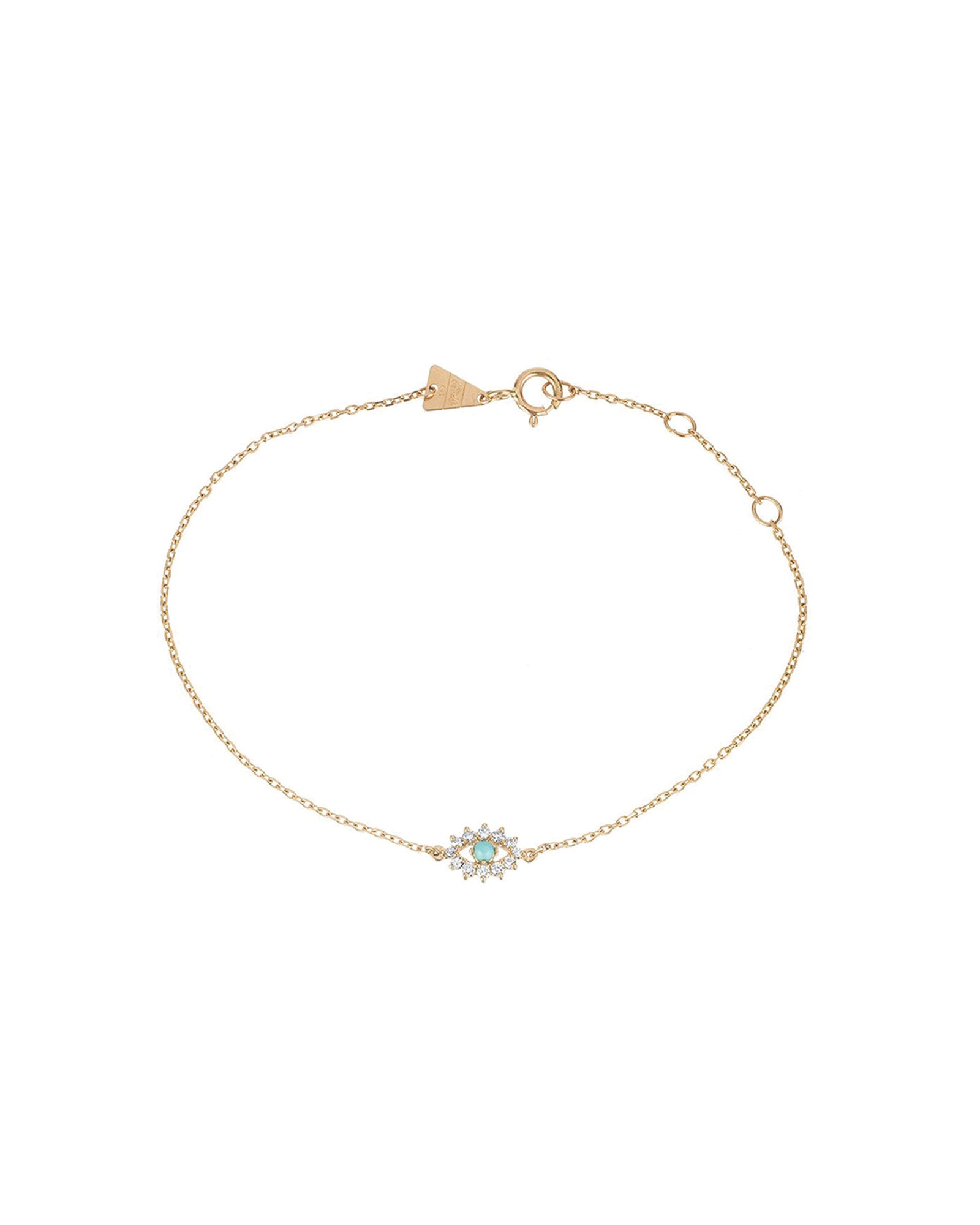 Adina Reyter-Turquoise + Diamond Evil Eye Bracelet-Bracelets-14k Yellow Gold, Turquoise, Diamond-Blue Ruby Jewellery-Vancouver Canada