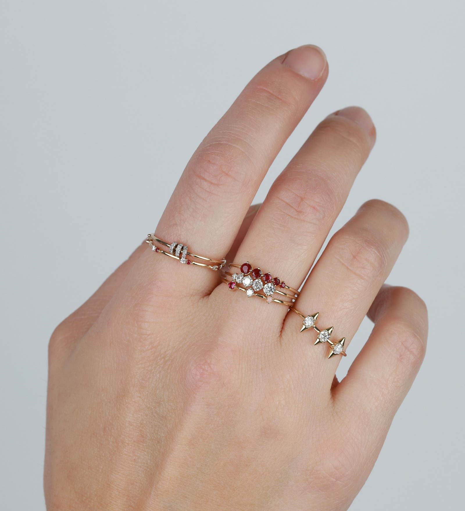 Diamond + Ruby Eternity Stacking Ring 14k Yellow Gold, Diamond, Ruby / 5