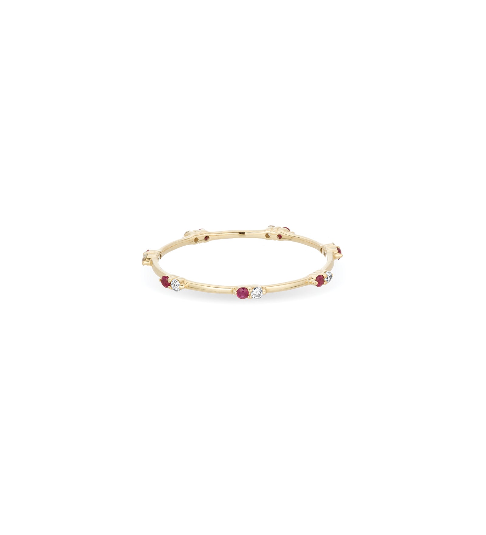 Diamond + Ruby Eternity Stacking Ring 14k Yellow Gold, Diamond, Ruby / 5