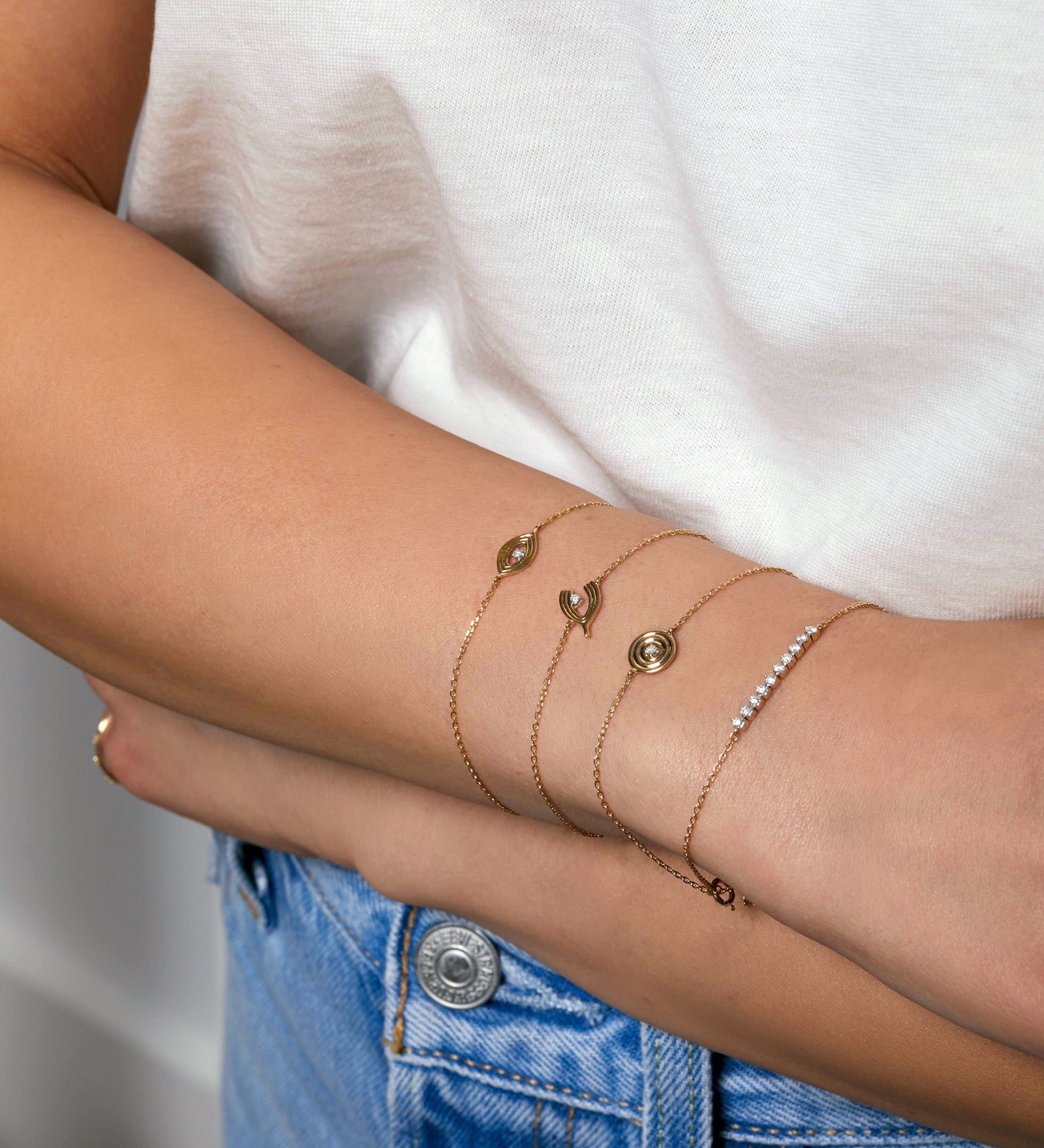 Adina Reyter-Single Diamond Evil Eye Bracelet-Bracelets-Blue Ruby Jewellery-Vancouver Canada