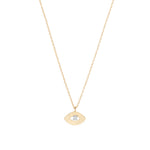Single Diamond Evil Eye Necklace 14k Yellow Gold, Diamond
