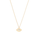 Single Diamond Evil Eye Necklace 14k Yellow Gold, Diamond