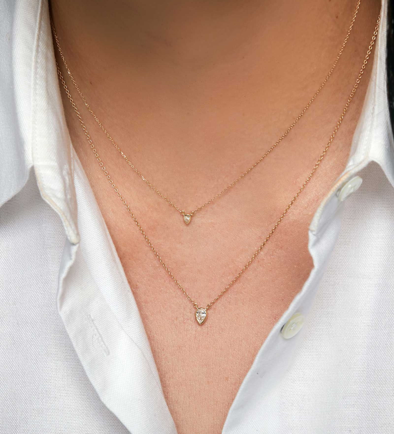 Adina Reyter-Bezel Teardrop Diamond Necklace-Necklaces-Blue Ruby Jewellery-Vancouver Canada