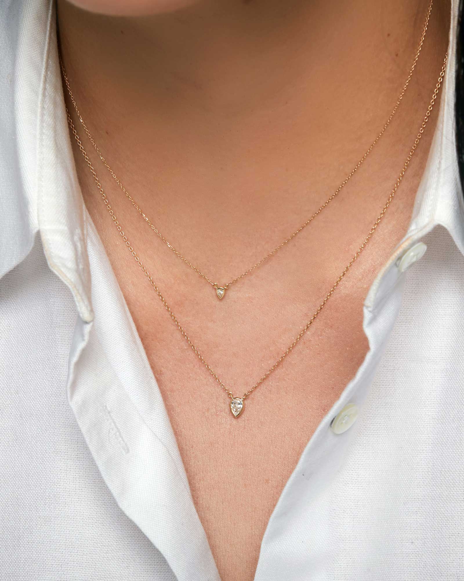 Adina Reyter-Bezel Teardrop Diamond Necklace-Necklaces-Blue Ruby Jewellery-Vancouver Canada