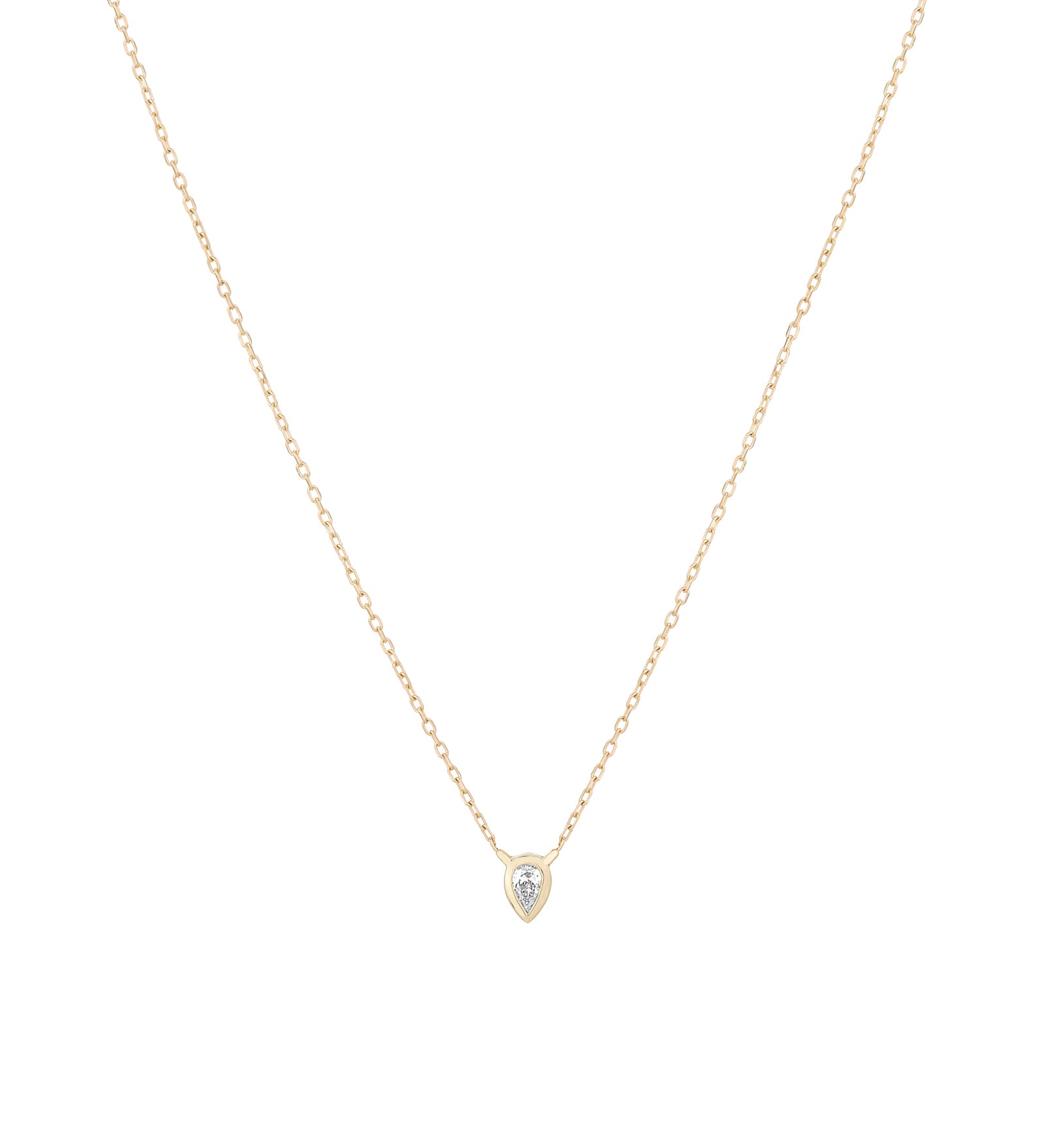 Stacking Diamond Teardrop Necklace 14k Yellow Gold, Diamond