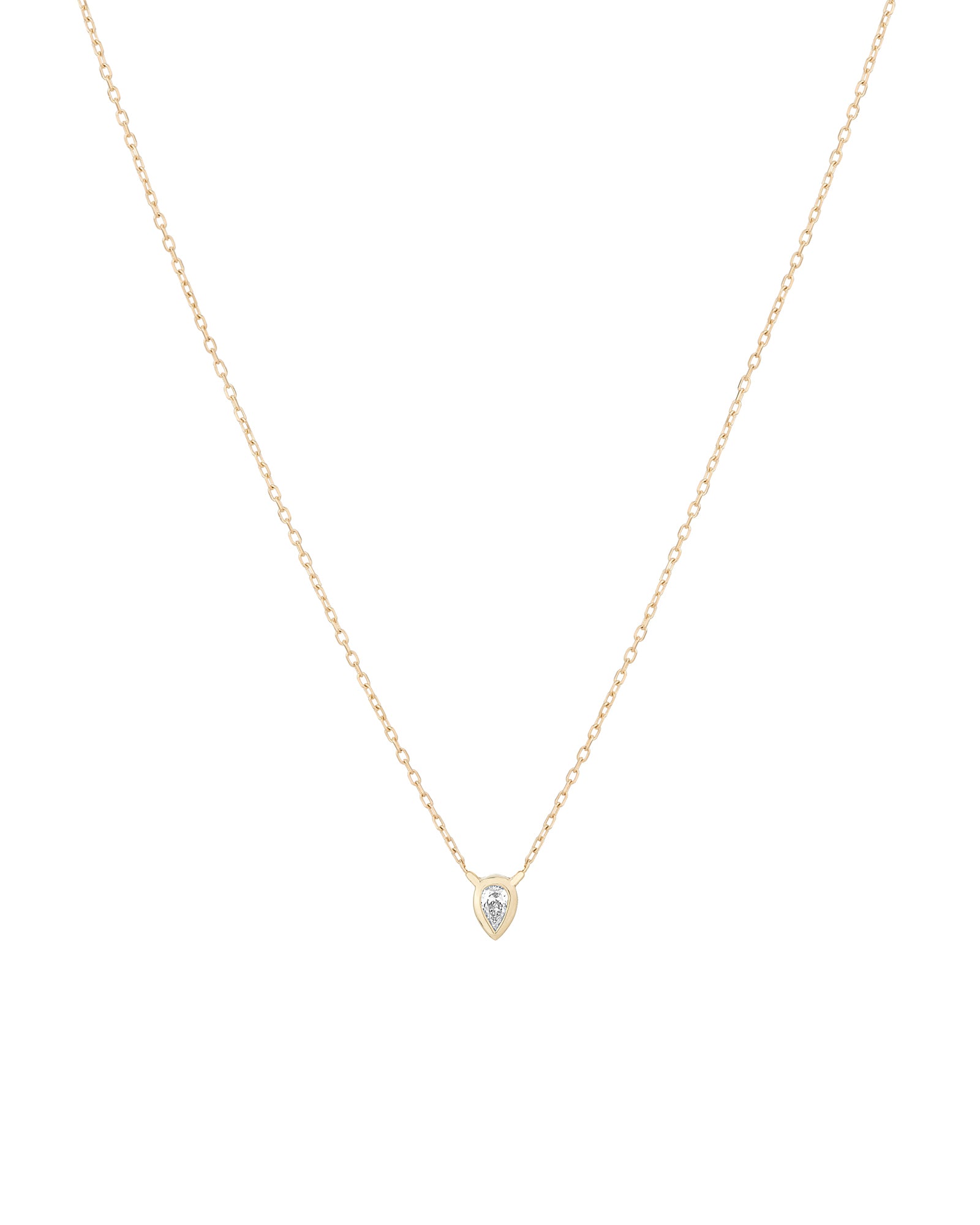 Stacking Diamond Teardrop Necklace 14k Yellow Gold, Diamond