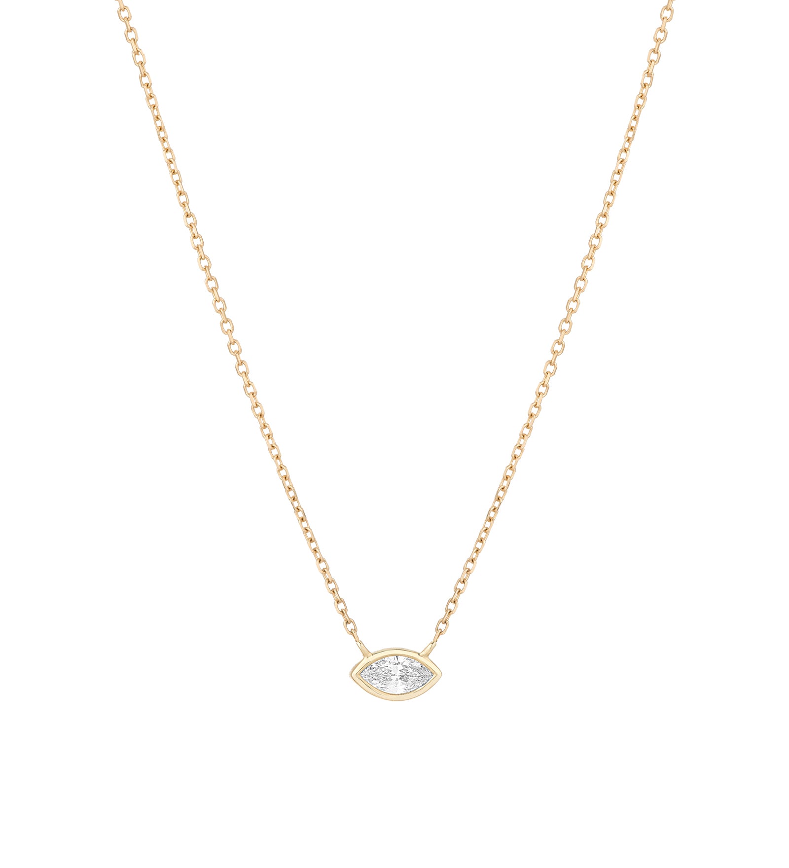 Stacking Marquise  Necklace 14k Yellow Gold, Diamond